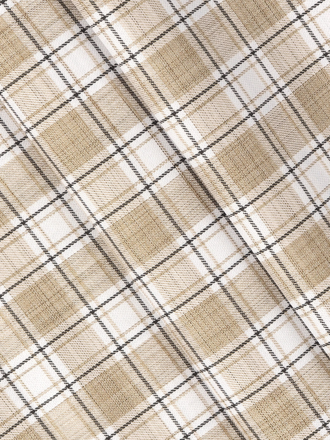 Cotton Rich Brown Checked Shirt Fabric Infinity Bit - Image 2