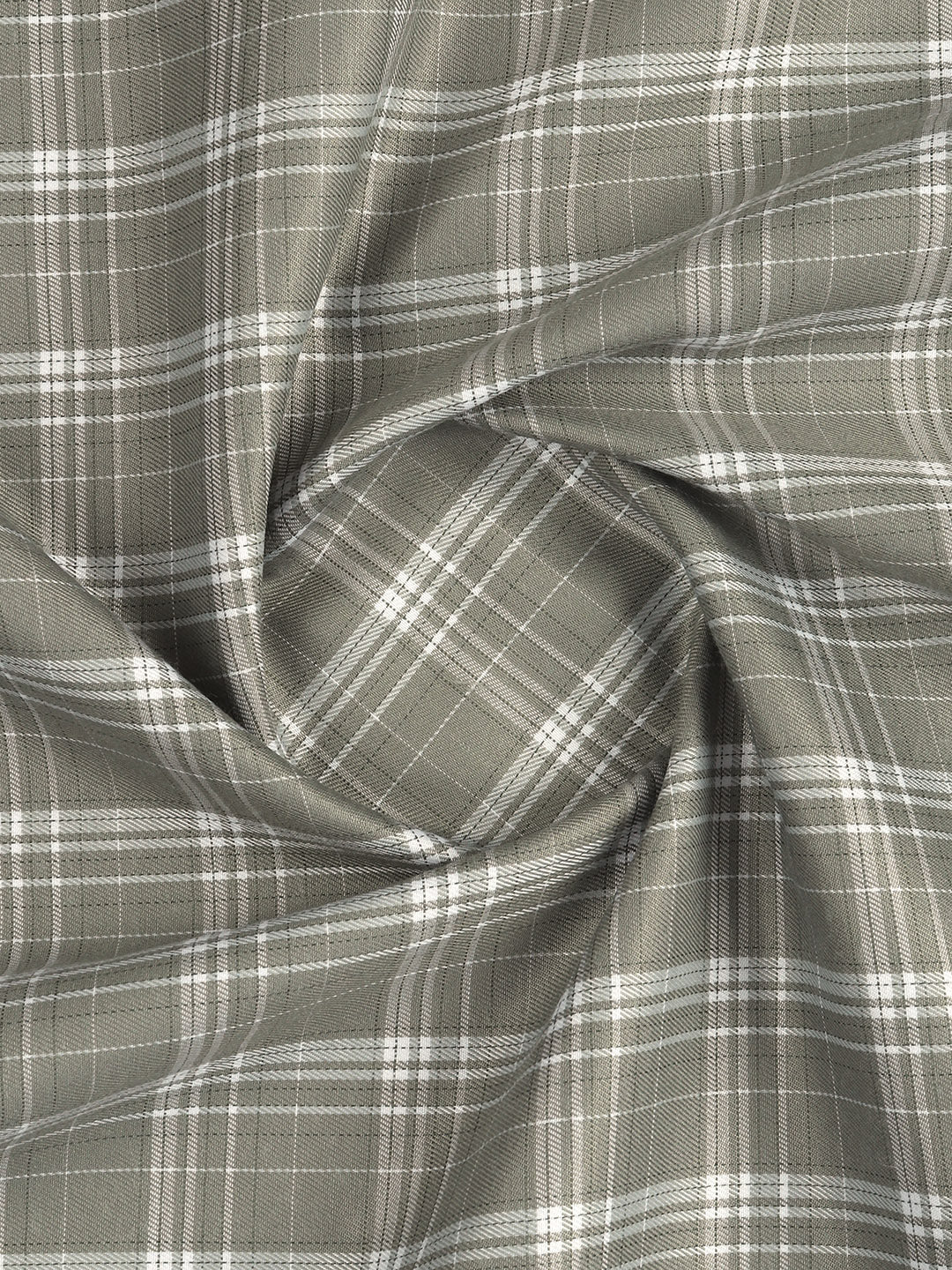 Cotton Rich Checked Green Shirt Fabric High Style