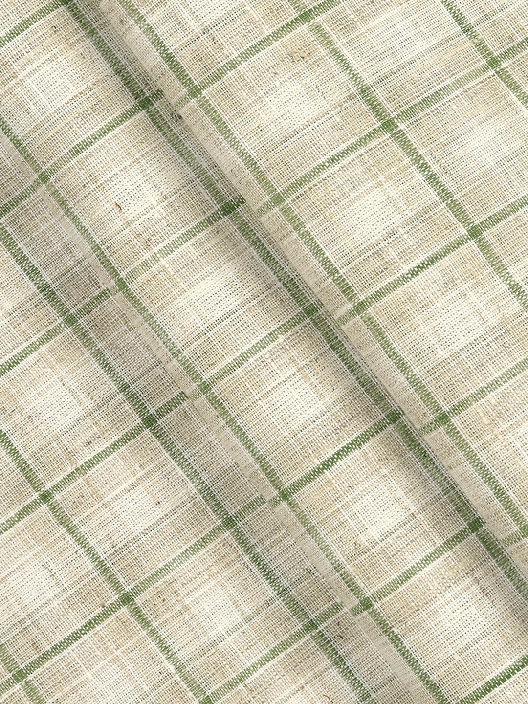 Cotton Rich Checked Green with Light Brown Shirt Fabric High Style - Image 2
