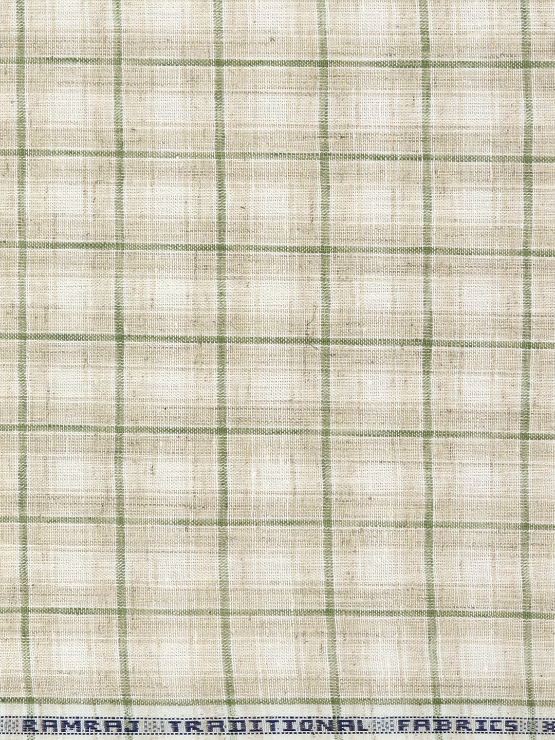 Cotton Rich Checked Green with Light Brown Shirt Fabric High Style - Image 3