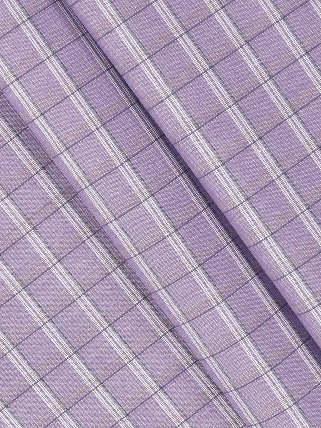 Cotton Rich Checked Lavender Shirt Fabric Elight Gold - Image 2