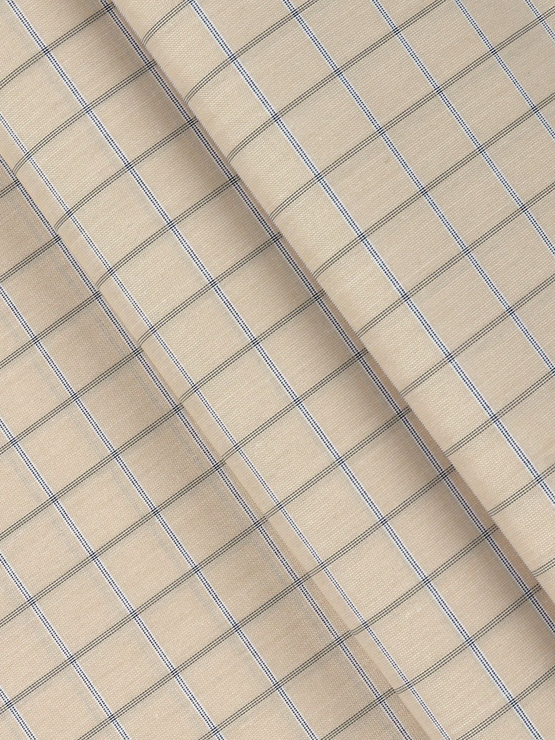 Cotton Rich Checked Light Brown Shirt Fabric Elight Gold - Image 2