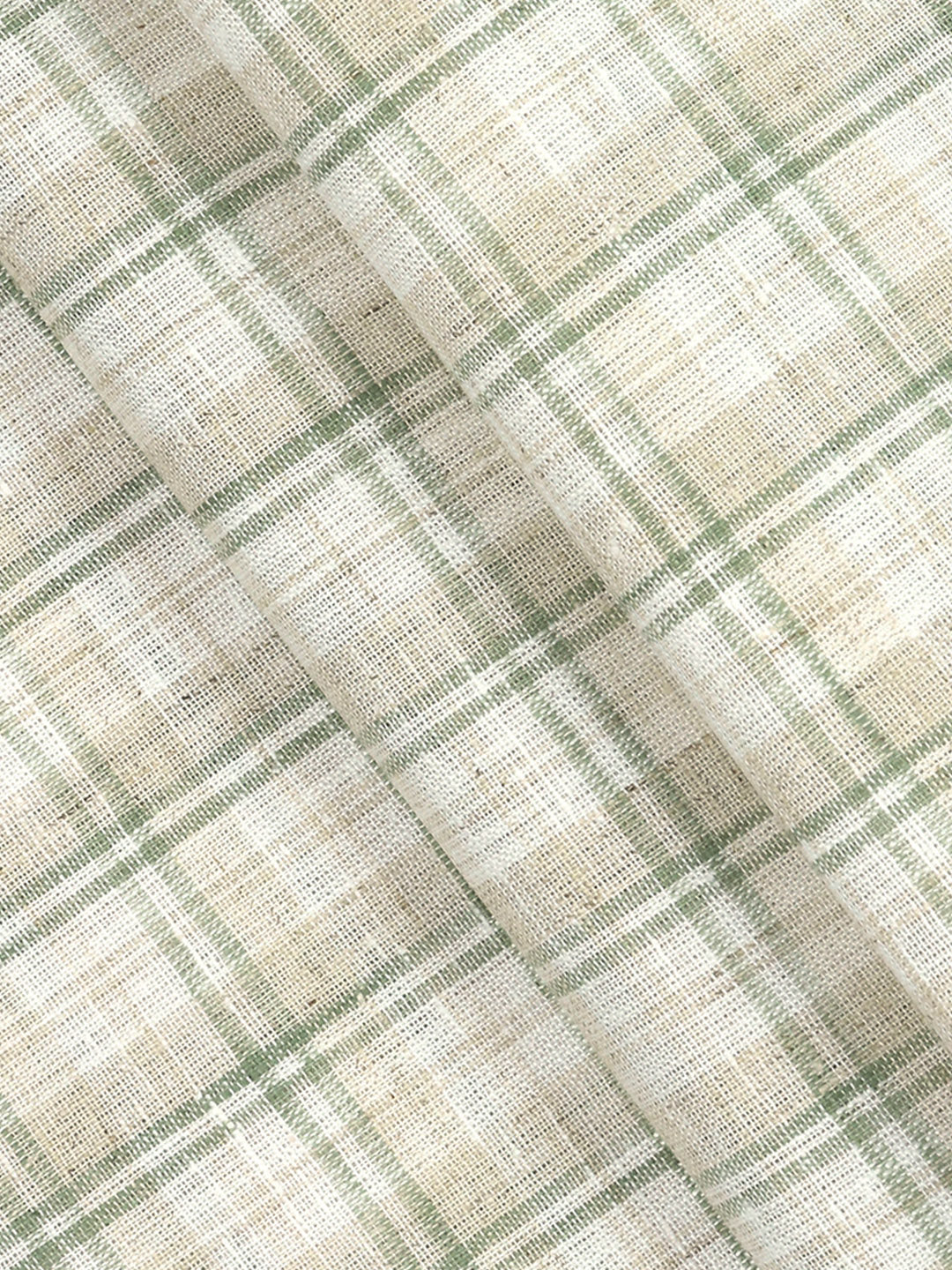 Cotton Rich Checked Light Brown with Green Shirt Fabric High Style - Image 2