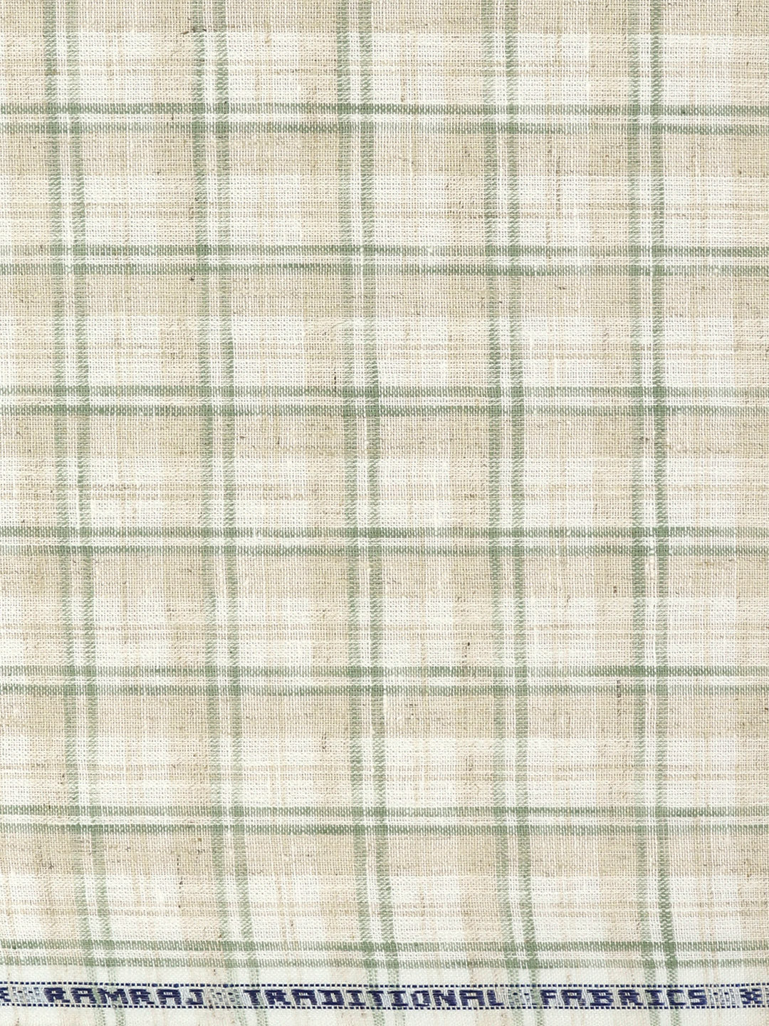 Cotton Rich Checked Light Brown with Green Shirt Fabric High Style - Image 3