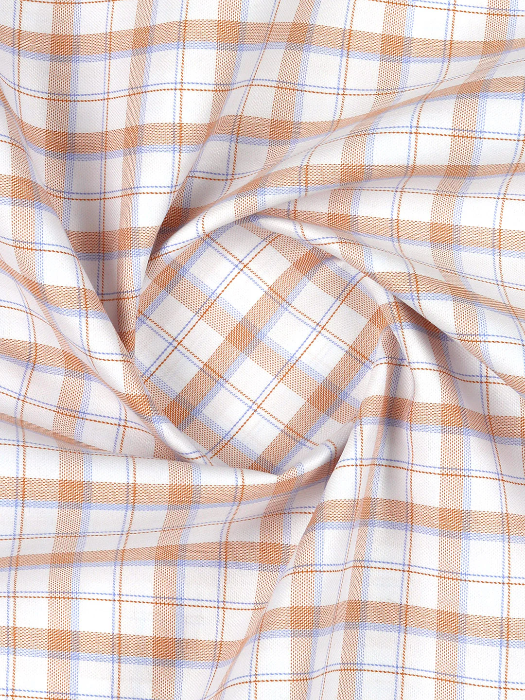 Cotton Rich Checked Orange Shirt Fabric High Style