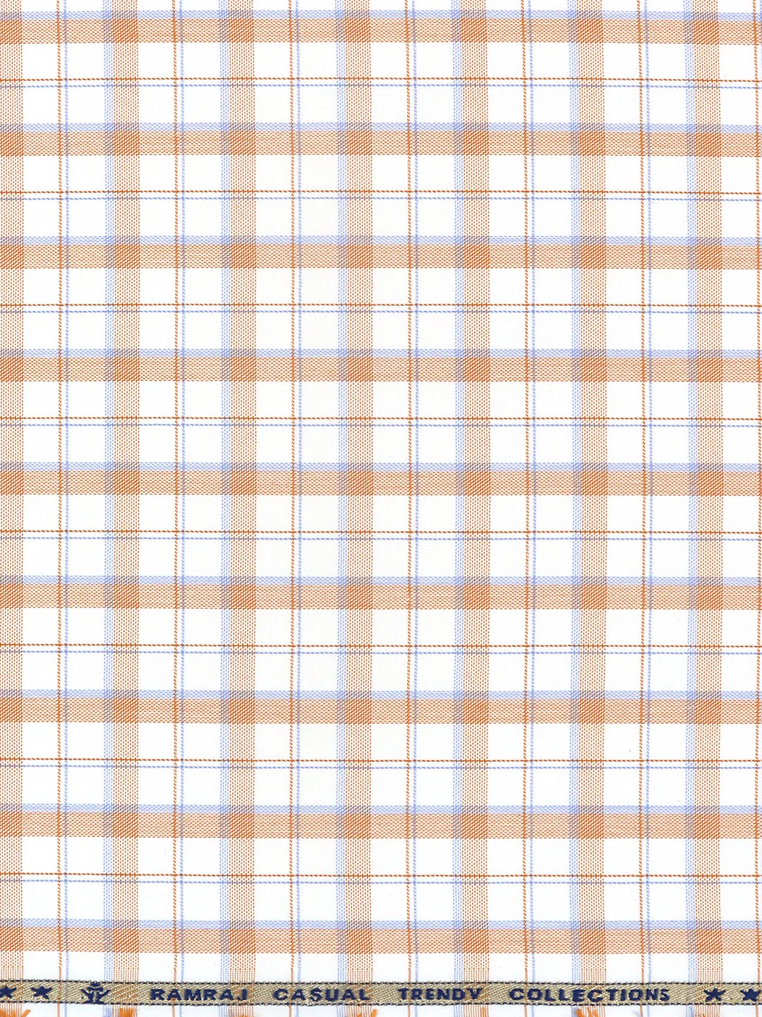 Cotton Rich Checked Orange Shirt Fabric High Style - Image 3