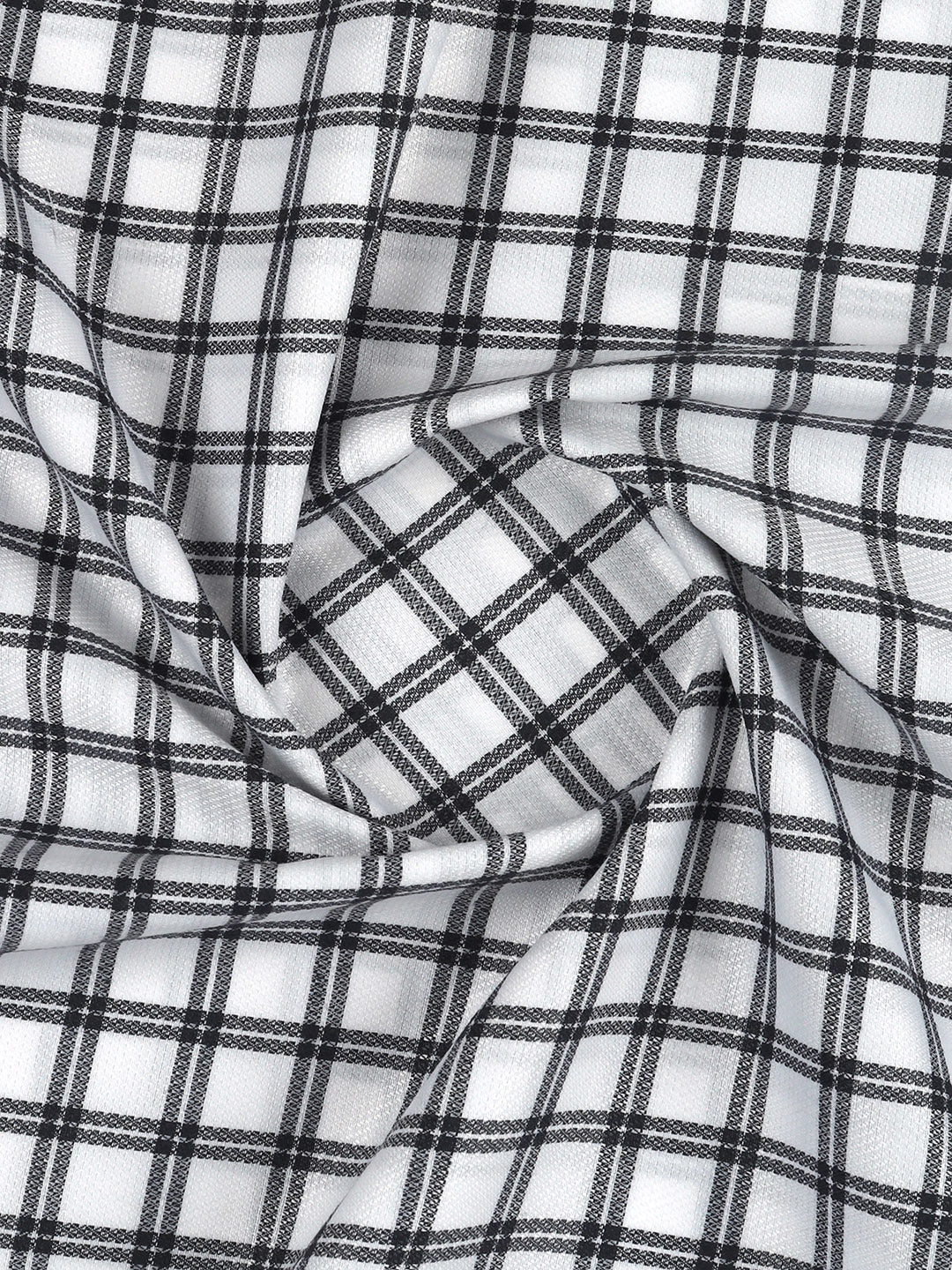 Cotton Rich Checked White with Black Shirt Fabric High Style