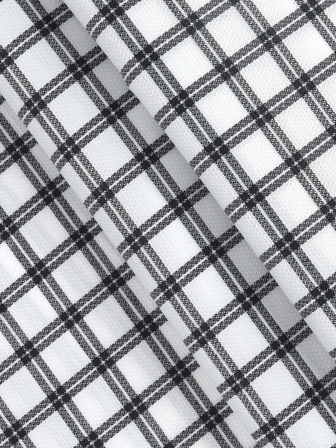 Cotton Rich Checked White with Black Shirt Fabric High Style - Image 2