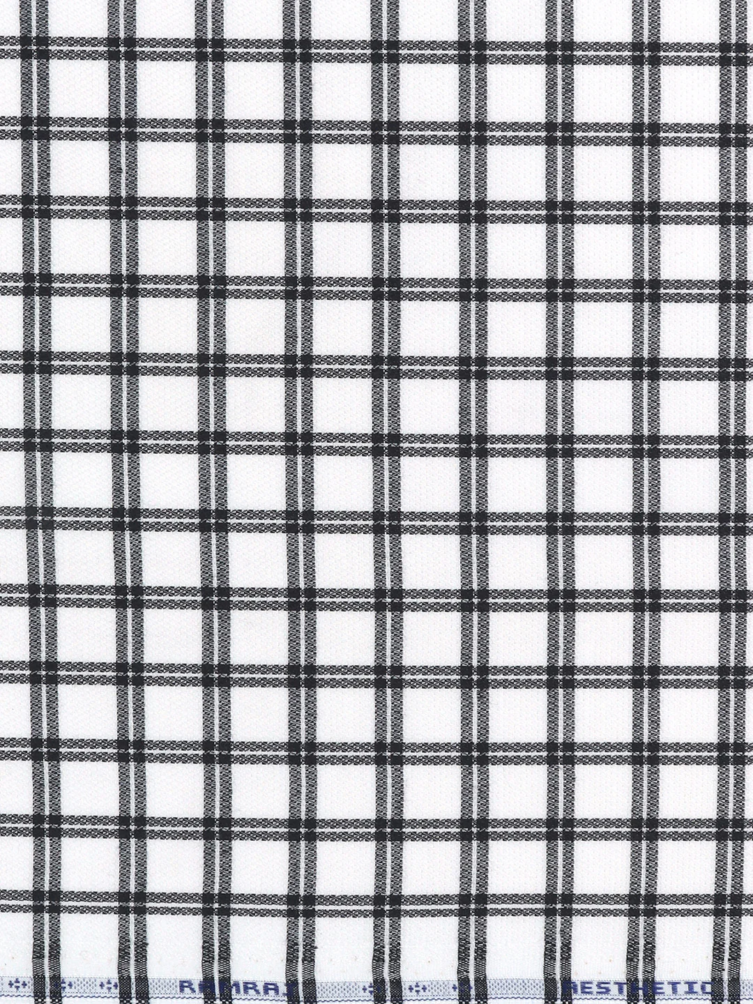 Cotton Rich Checked White with Black Shirt Fabric High Style - Image 3