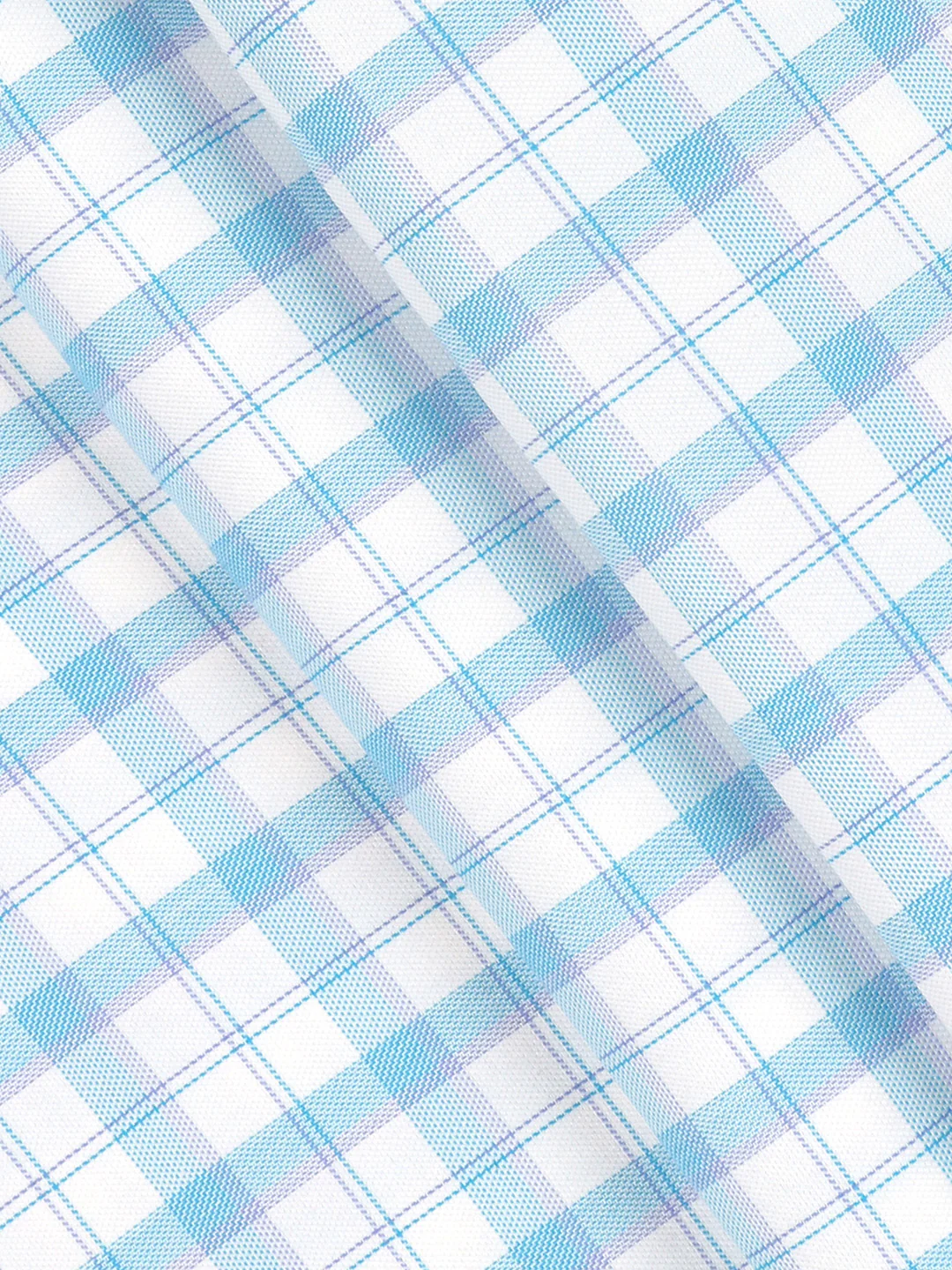Cotton Rich Checked White with Blue Shirt Fabric High Style - Image 2