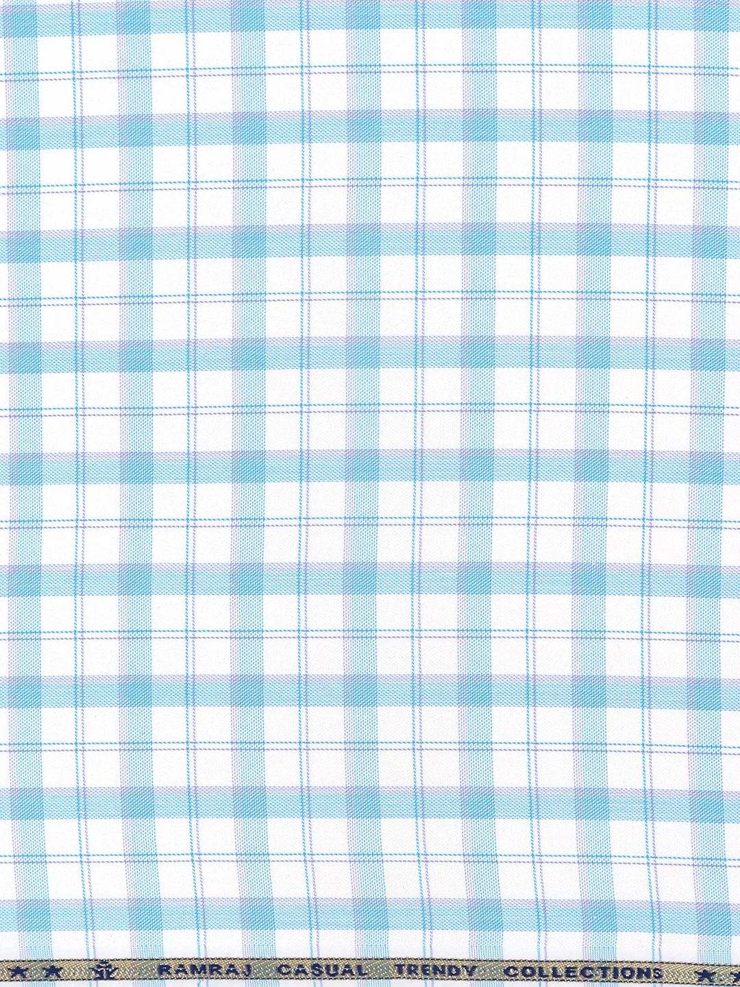 Cotton Rich Checked White with Blue Shirt Fabric High Style - Image 3