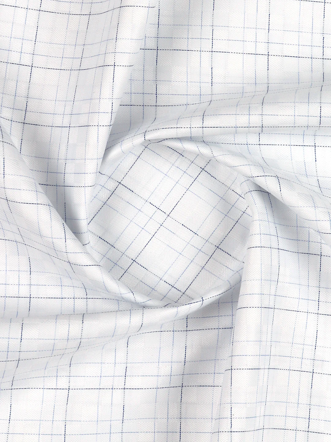 Cotton Rich Checked White with Blue Shirt Fabric High Style