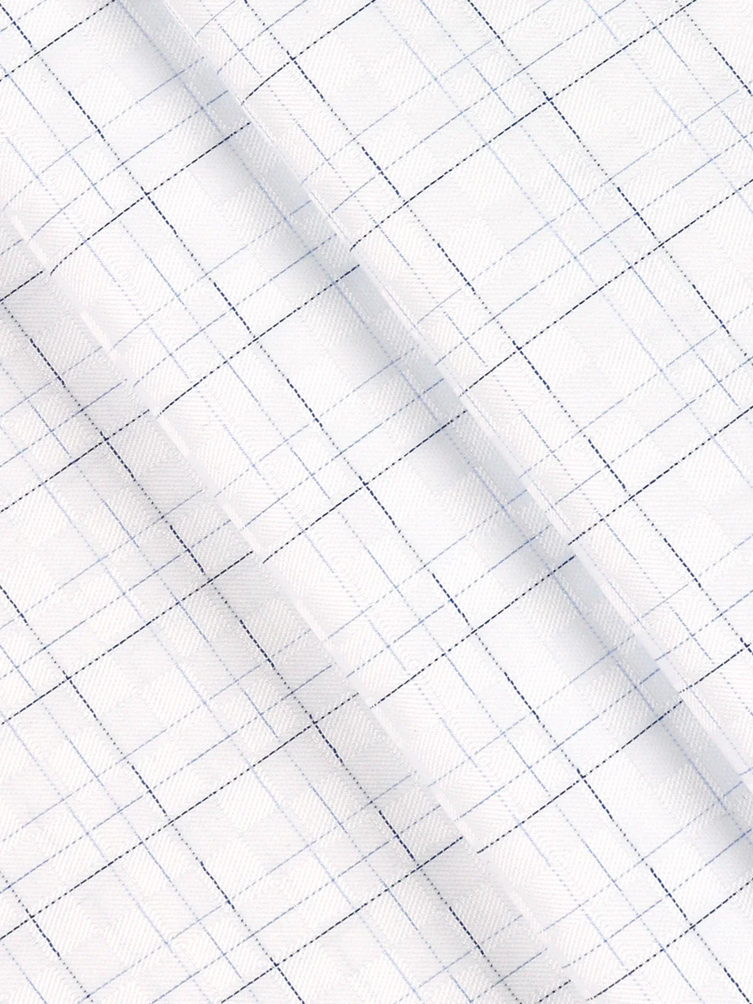 Cotton Rich Checked White with Blue Shirt Fabric High Style - Image 2