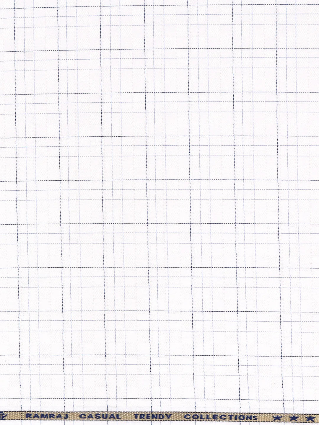 Cotton Rich Checked White with Blue Shirt Fabric High Style - Image 3