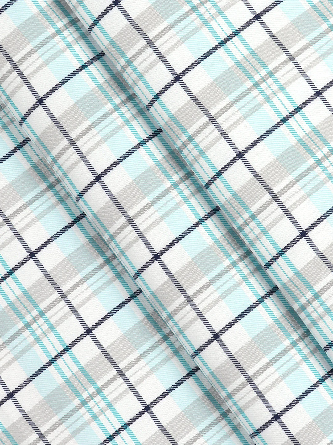 Cotton Rich Checked White with Green Shirt Fabric Elight Gold - Image 2