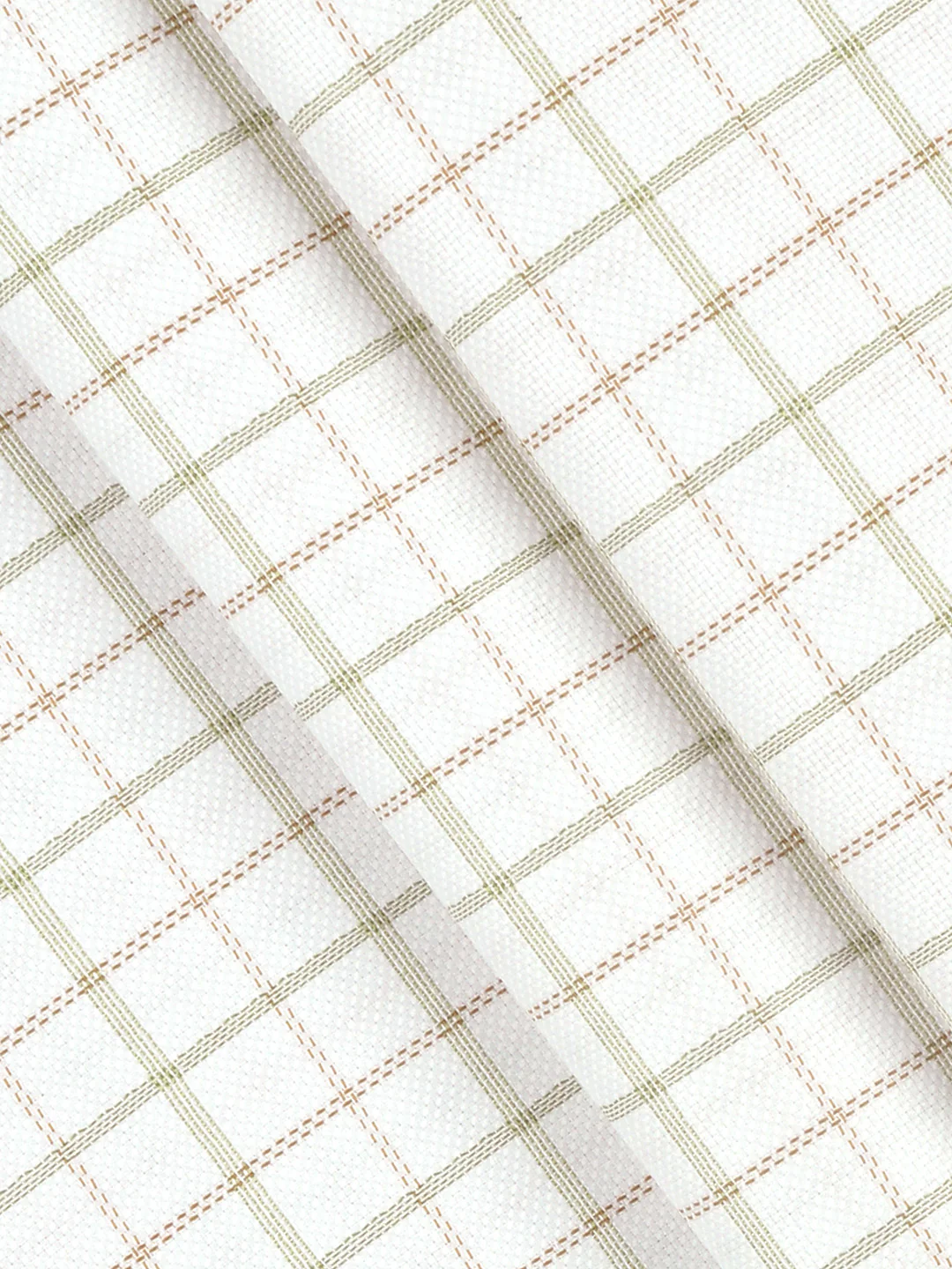 Cotton Rich Checked White with Green Shirt Fabric High Style - Image 2