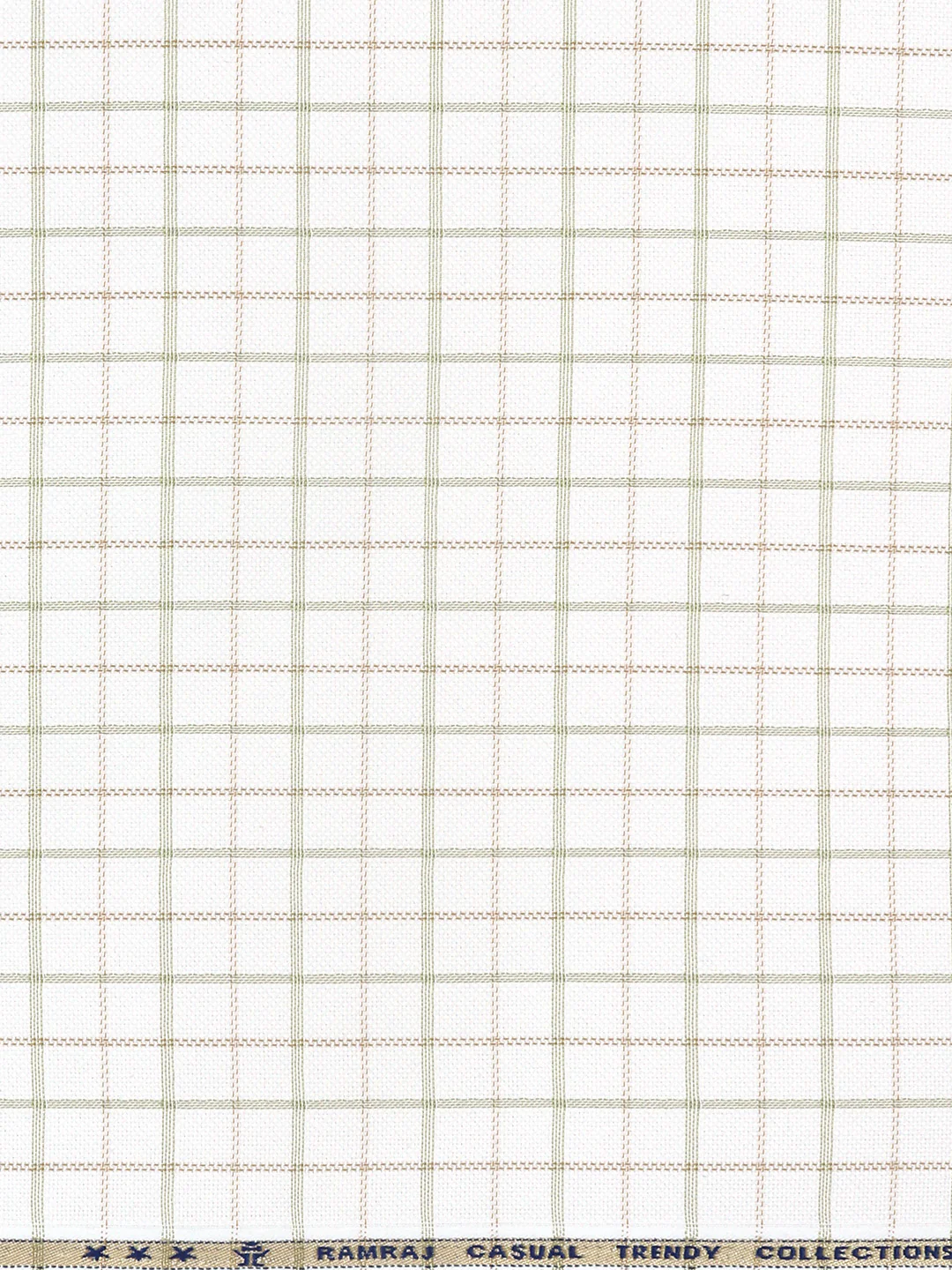 Cotton Rich Checked White with Green Shirt Fabric High Style - Image 3