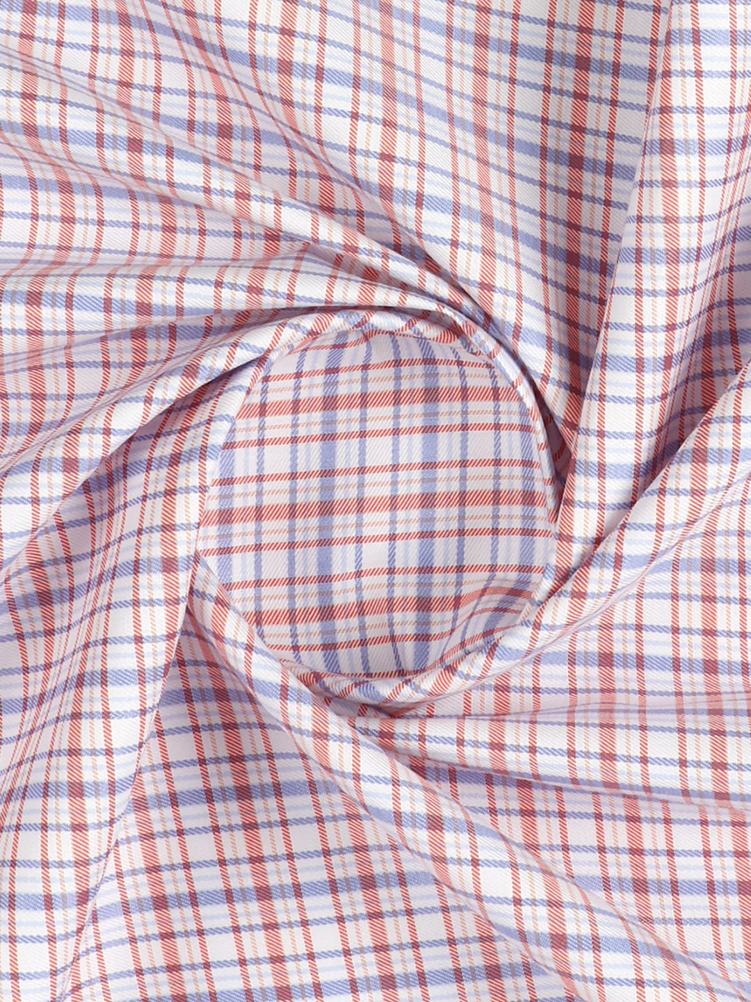 Cotton Rich Checked White with Orange Shirt Fabric Elight Gold