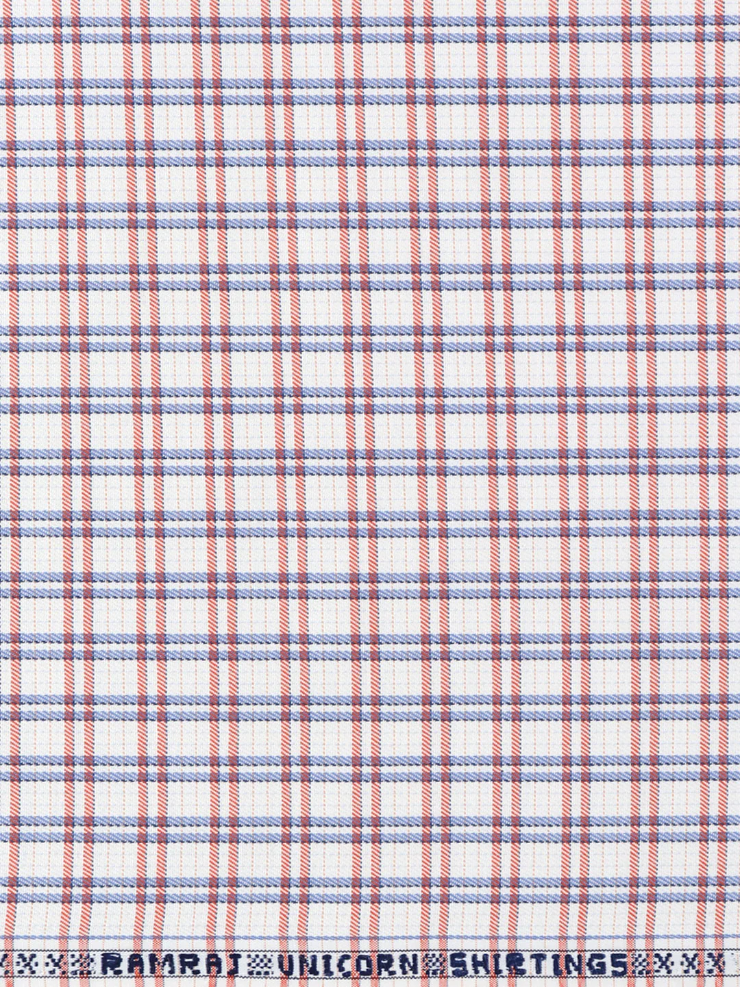 Cotton Rich Checked White with Orange Shirt Fabric Elight Gold - Image 3