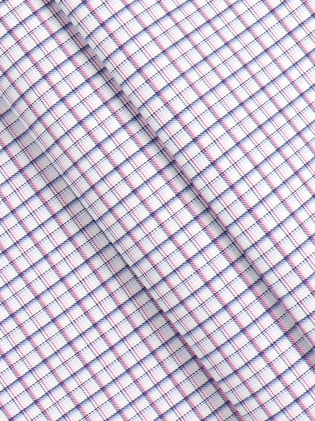Cotton Rich Checked White with Pink Shirt Fabric Elight Gold - Image 2