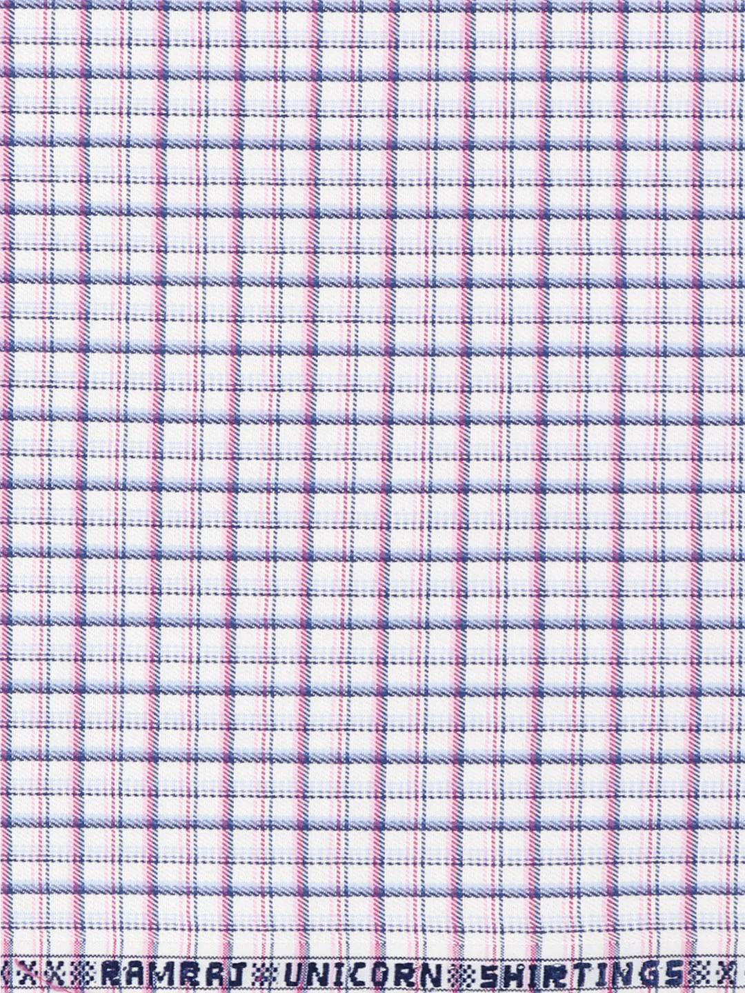 Cotton Rich Checked White with Pink Shirt Fabric Elight Gold - Image 3