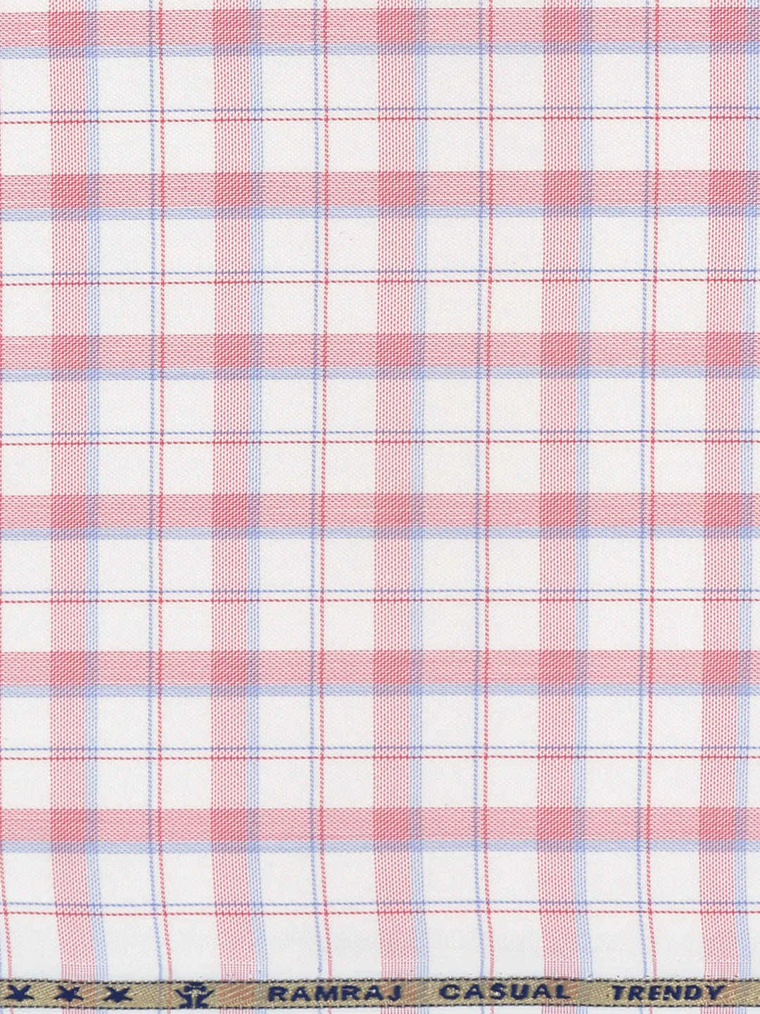 Cotton Rich Checked White with Pink Shirt Fabric High Style - Image 3