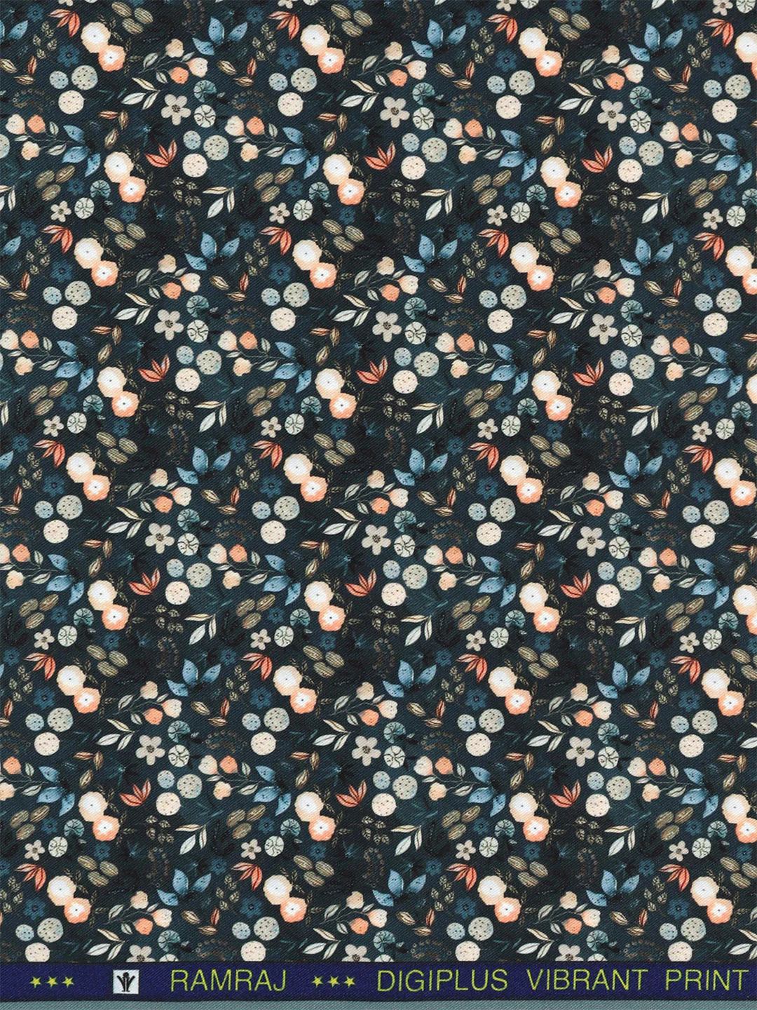 Cotton Rich Dark Bluish Green Printed Shirt Fabric Oslo Print - Image 2