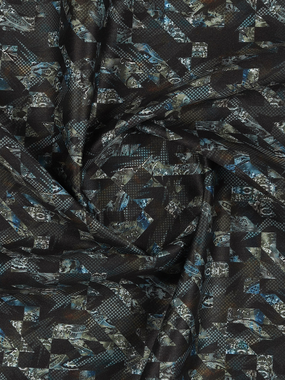 Cotton Rich Dark Green Printed Shirt Fabric Oslo Print