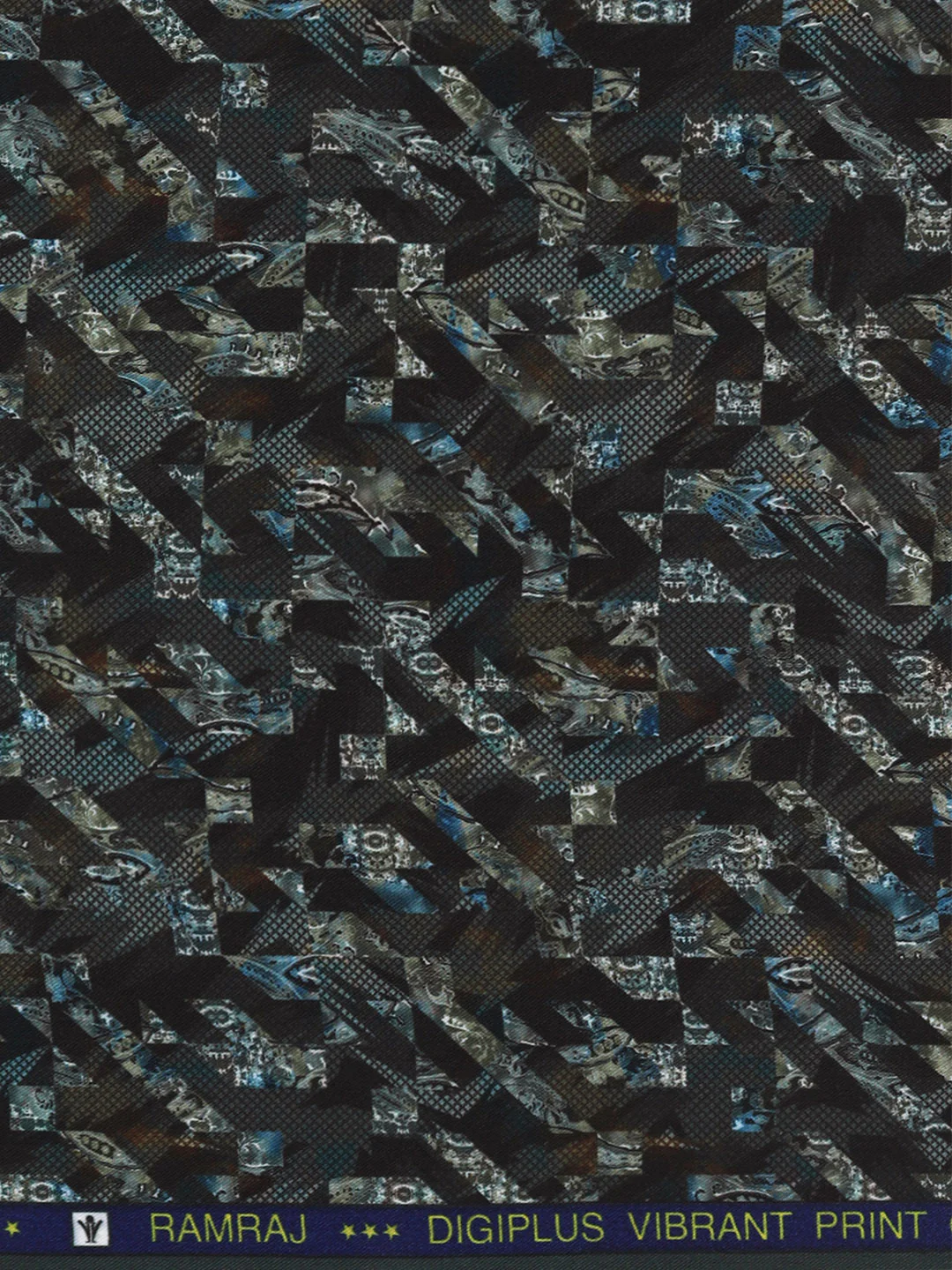 Cotton Rich Dark Green Printed Shirt Fabric Oslo Print - Image 2