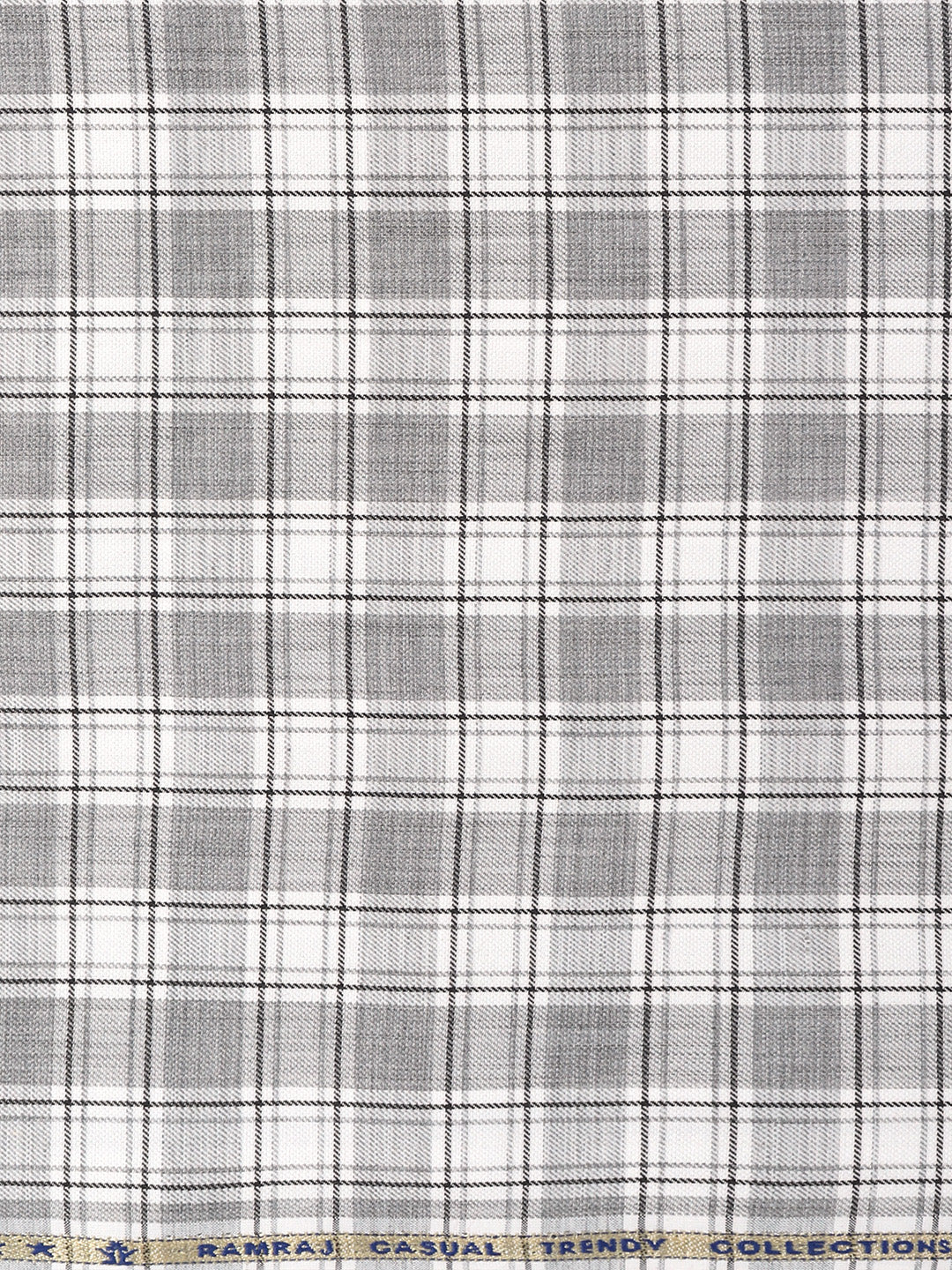 Cotton Rich Dark Grey Checked Shirt Fabric Infinity Bit - Image 3