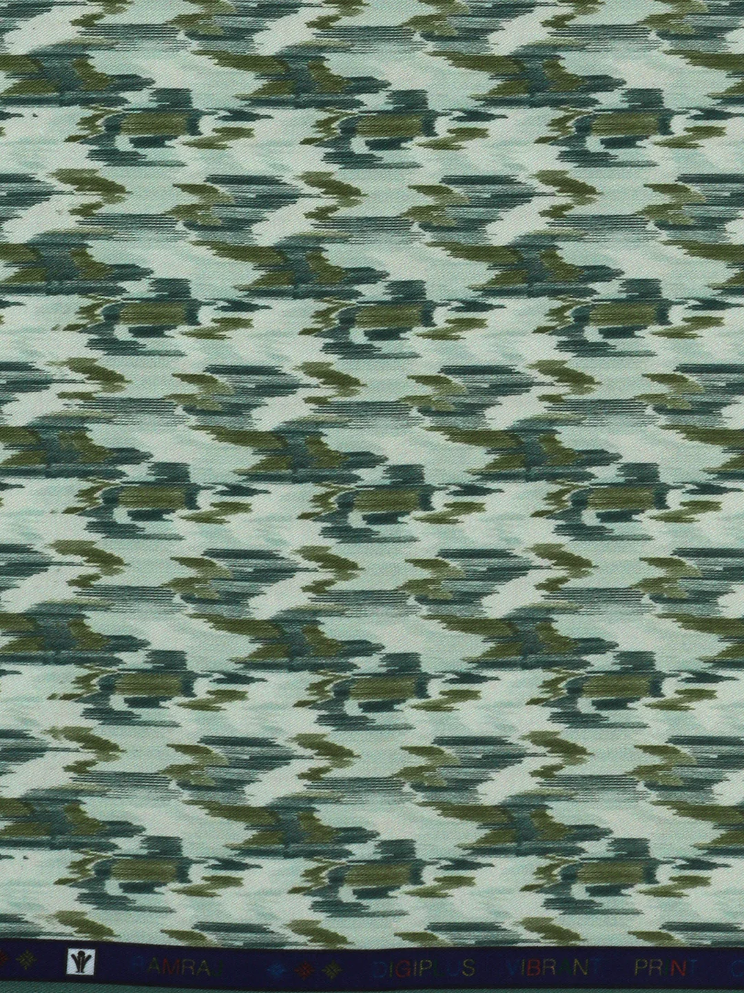 Cotton Rich Green Printed Shirt Fabric Oslo Print - Image 2