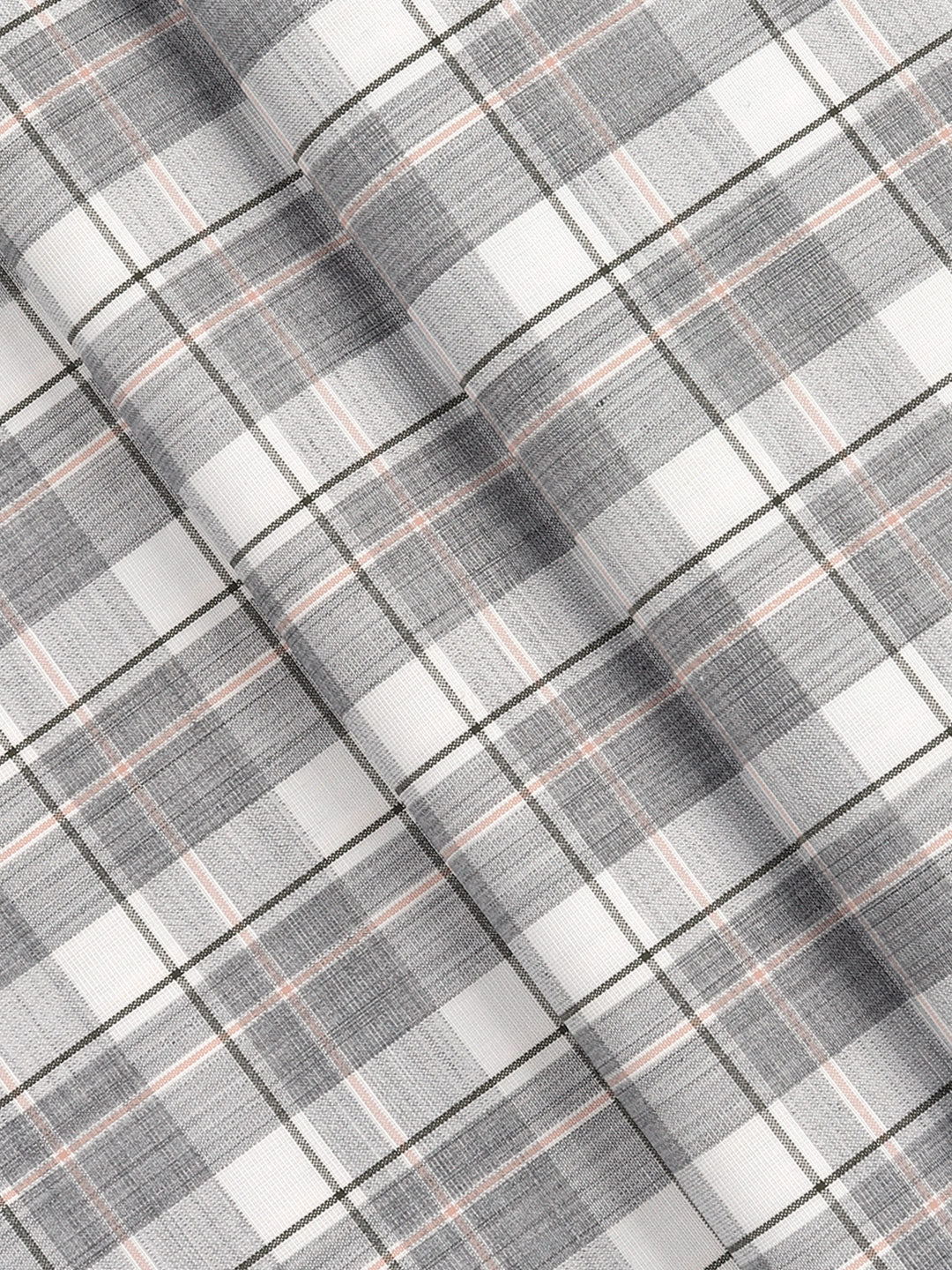 Cotton Rich Grey Checked Shirt Fabric Infinity Bit - Image 2