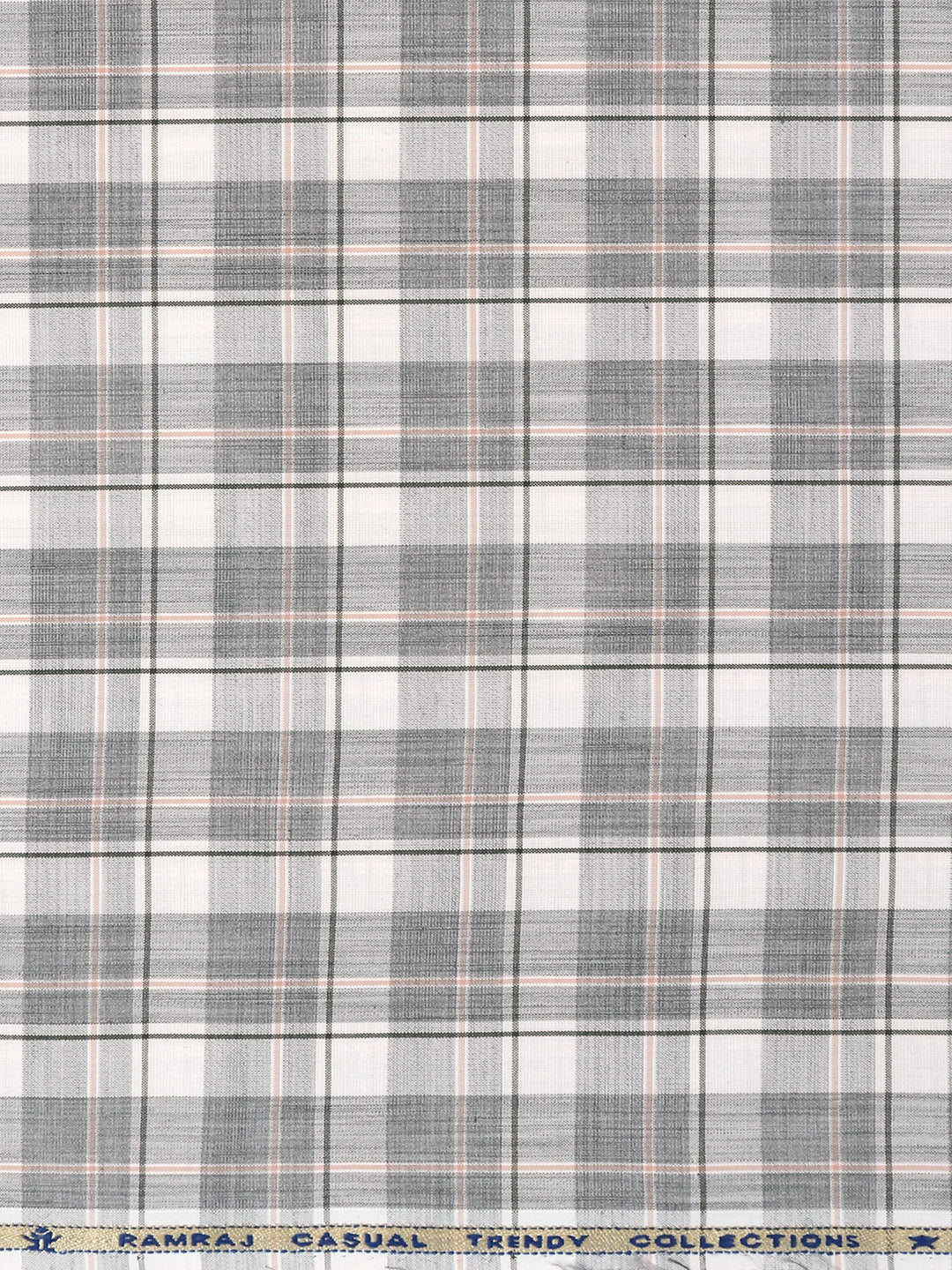 Cotton Rich Grey Checked Shirt Fabric Infinity Bit - Image 3