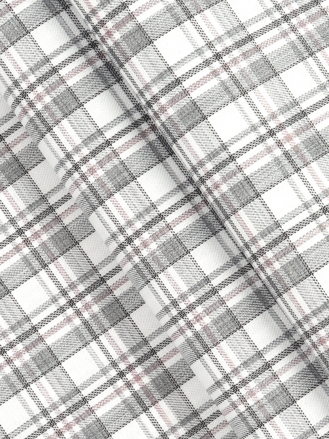 Cotton Rich Grey with White Checked Shirt Fabric Infinity Bit - Image 2