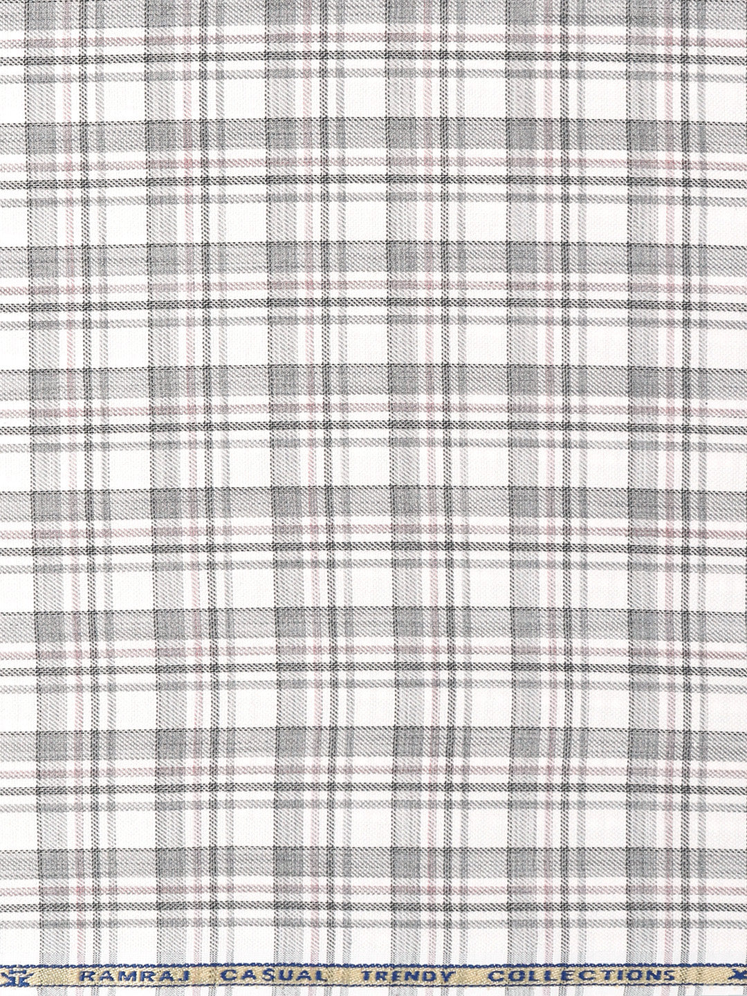 Cotton Rich Grey with White Checked Shirt Fabric Infinity Bit - Image 3