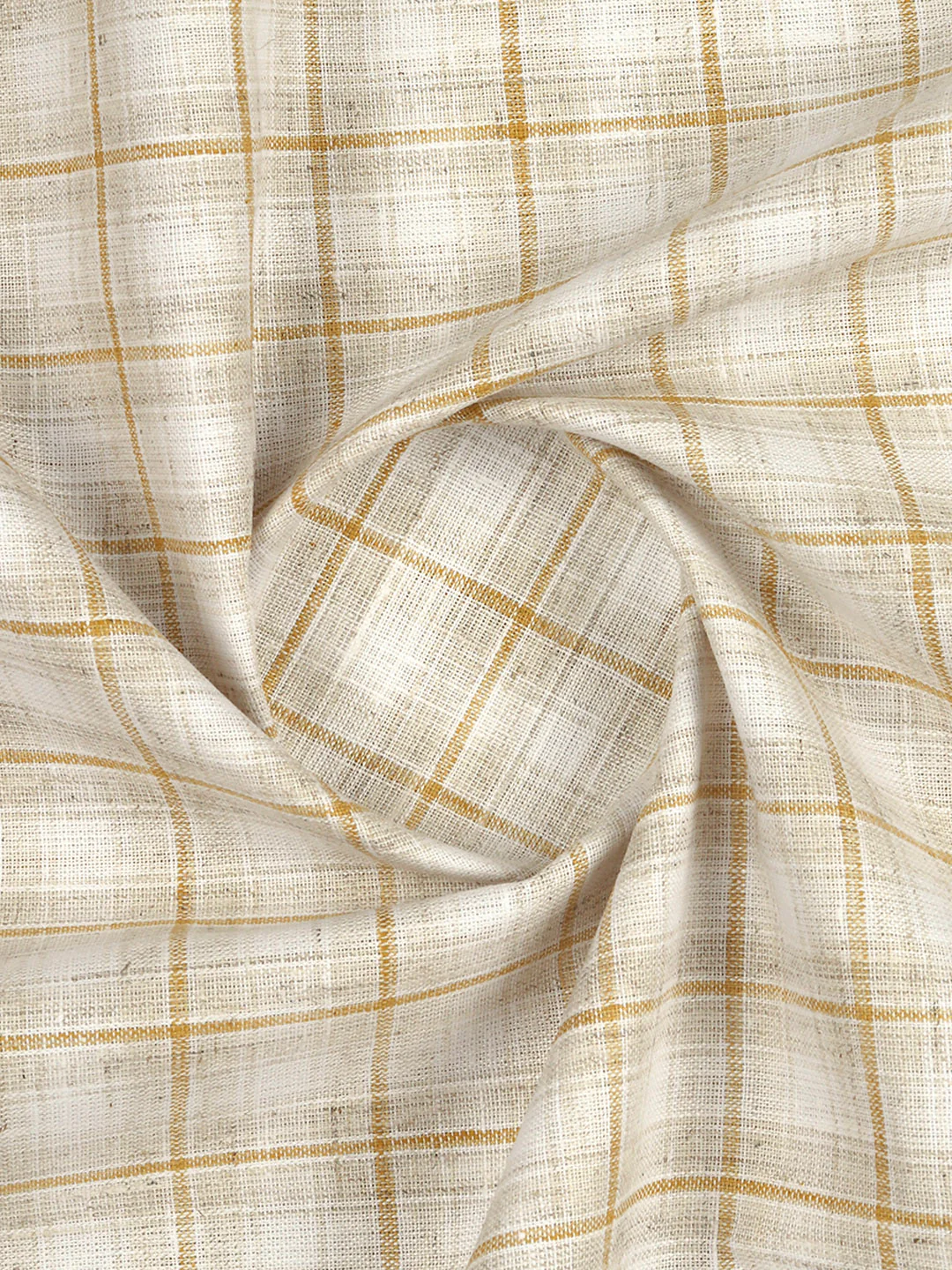 Cotton Rich Light Brown Checked Shirt Fabric High Style