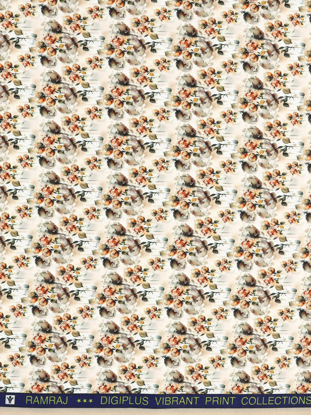 Cotton Rich Light Orange Printed Shirt Fabric Oslo Print - Image 2