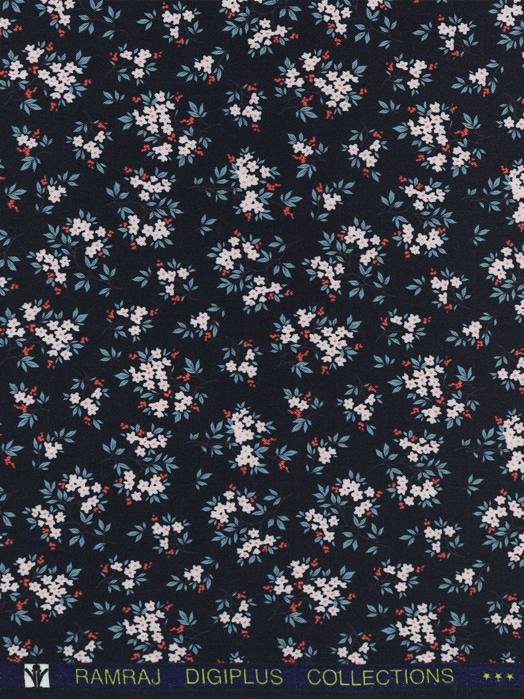 Cotton Rich Navy Printed Shirt Fabric Oslo Print - Image 2