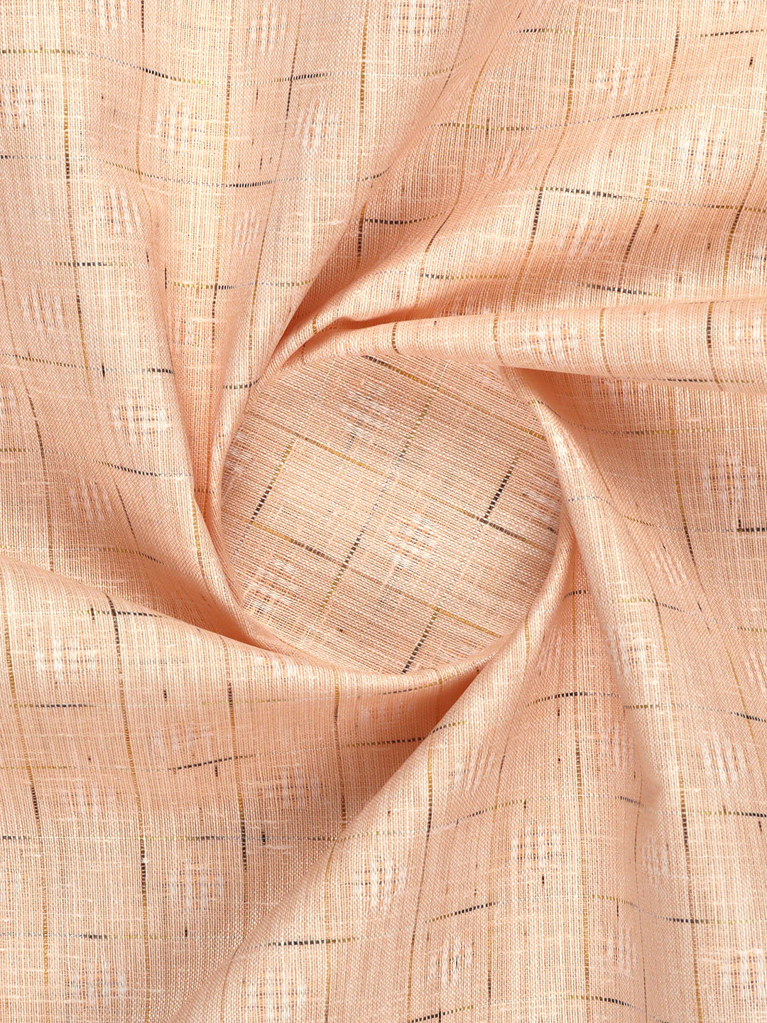 Cotton Rich Orange Self Design Shirt Fabric Infinity