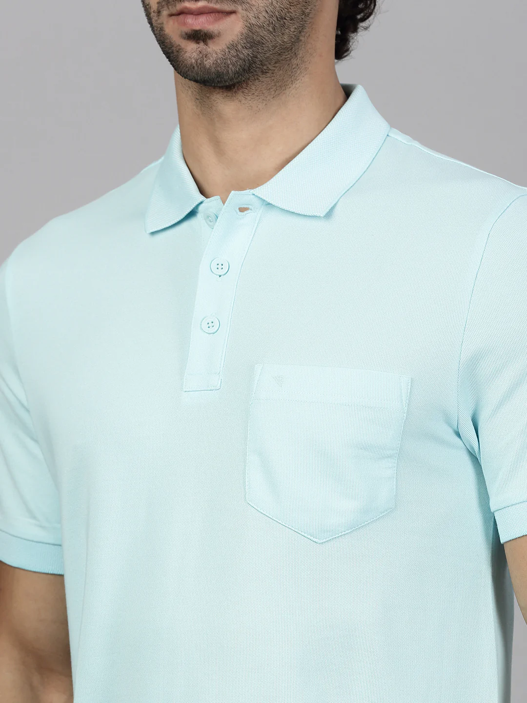 Cotton Rich Pique Polo Aqua Marine Blue - Image 5