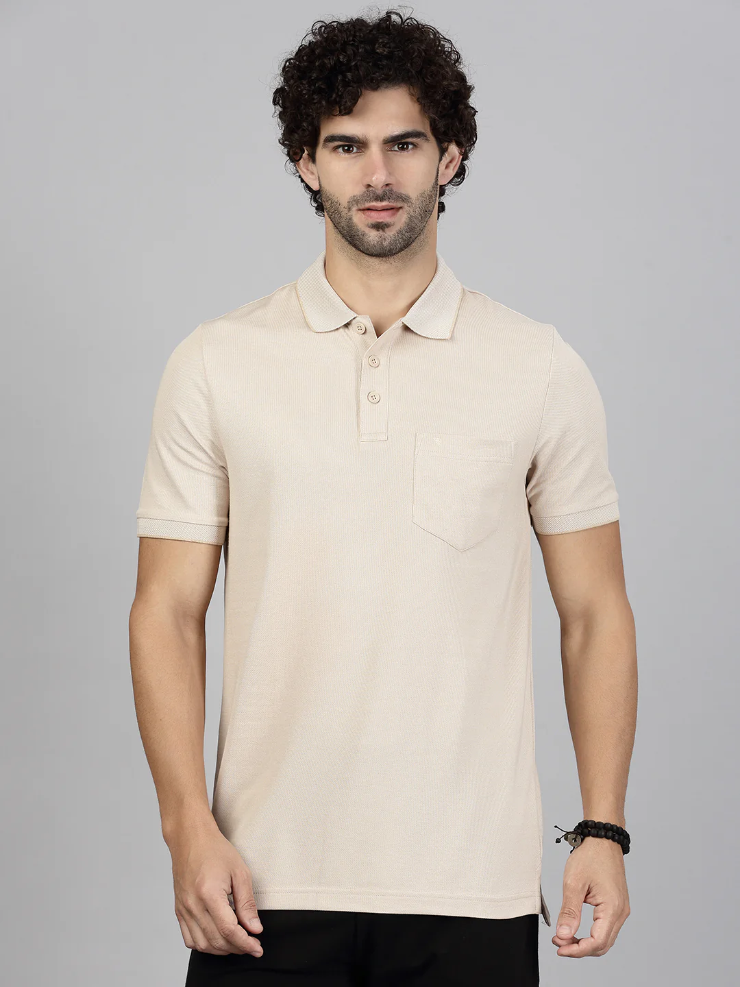Cotton Rich Pique Polo Beige - Image 2