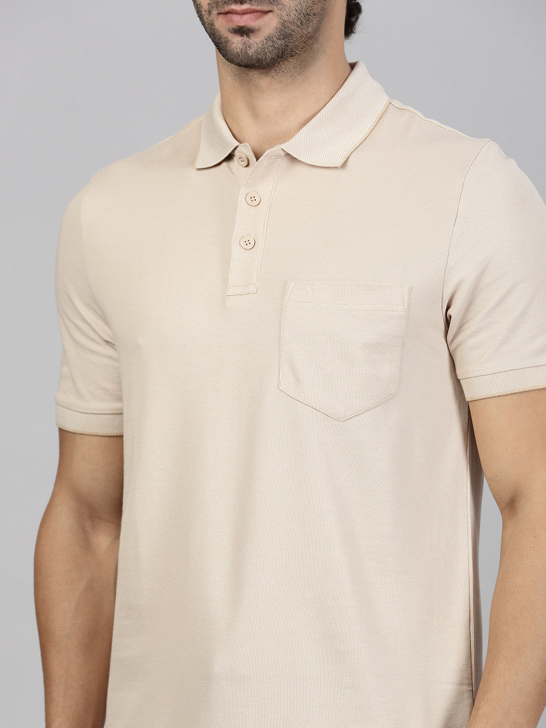 Cotton Rich Pique Polo Beige - Image 5