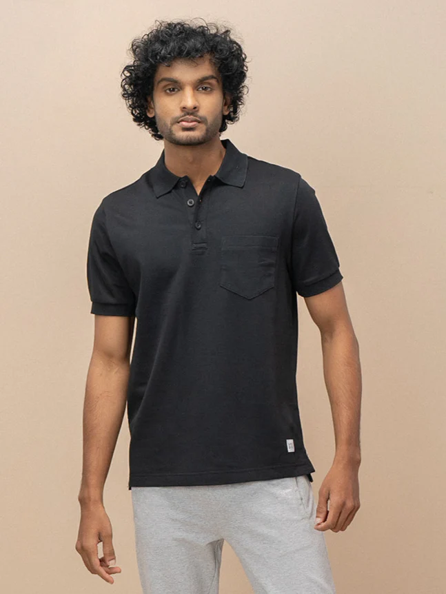 Cotton Rich Pique Polo Black