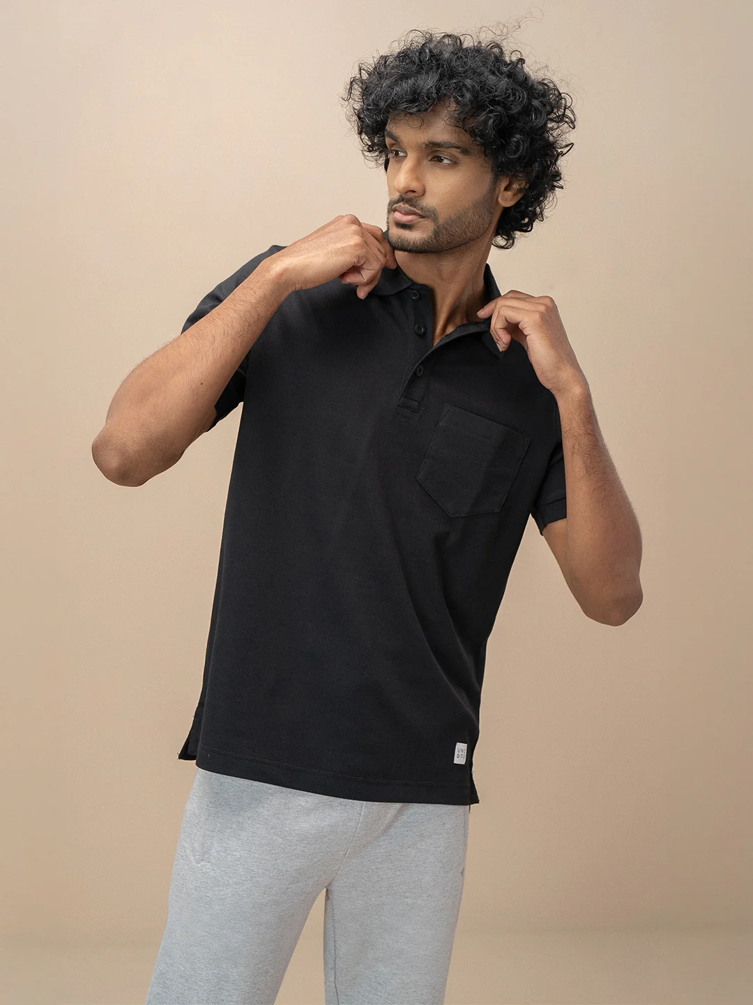 Cotton Rich Pique Polo Black - Image 2