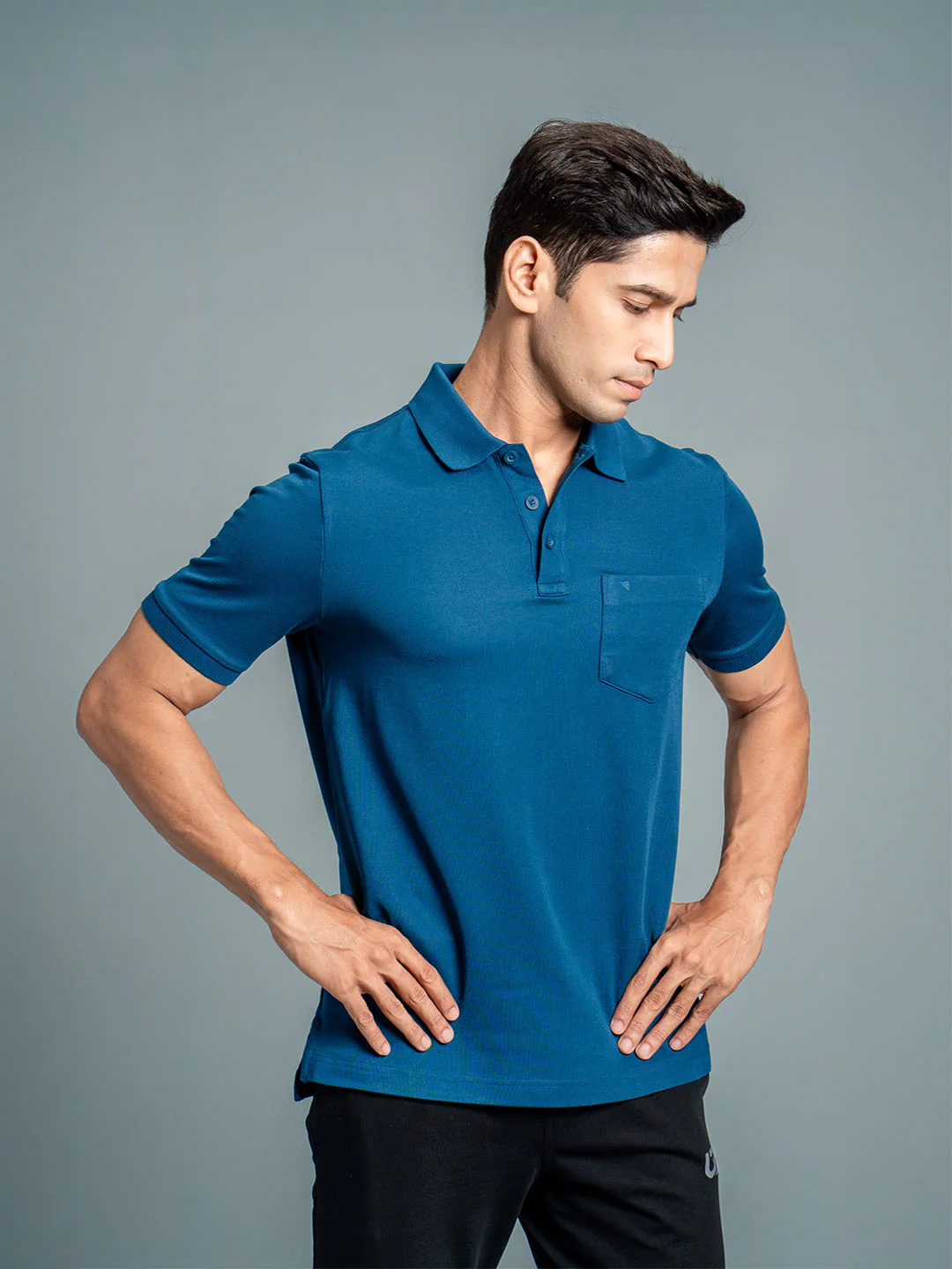 Cotton Rich Pique Polo Blue - Image 3