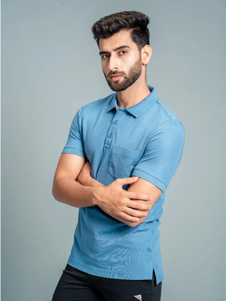 Cotton Rich Pique Polo Blue - Image 2