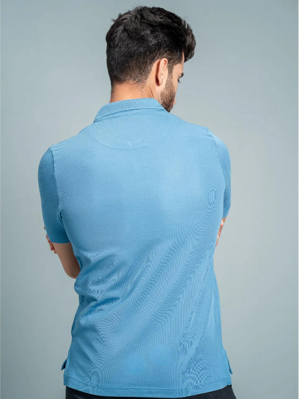 Cotton Rich Pique Polo Blue - Image 3