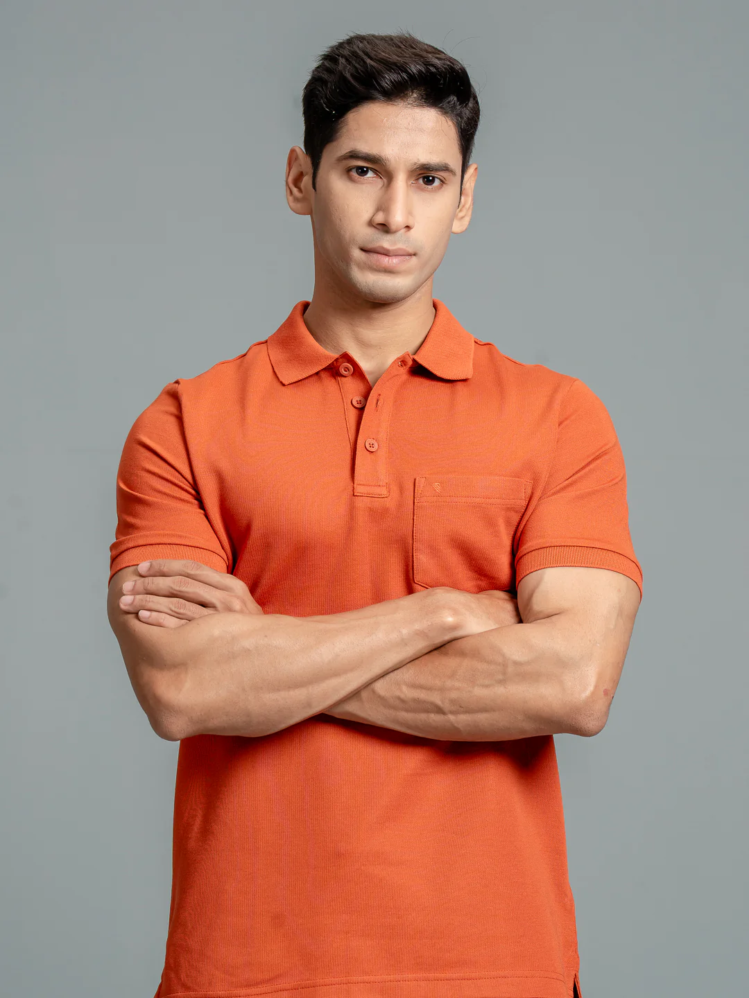 Cotton Rich Pique Polo Burnt Orange - Image 2