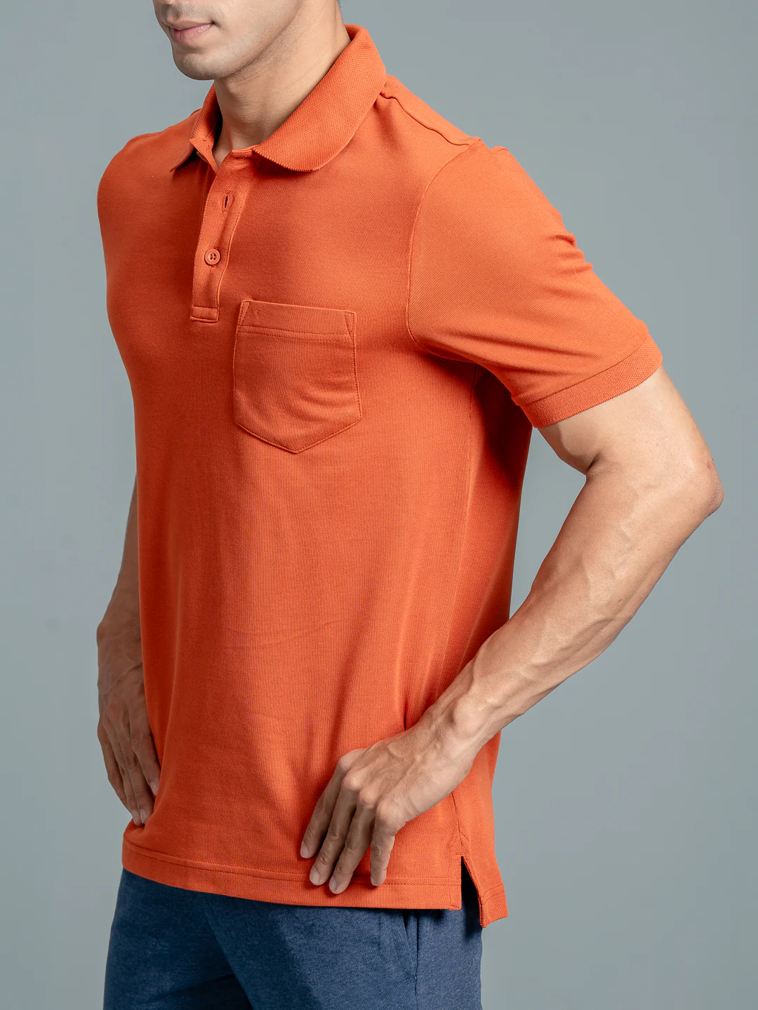 Cotton Rich Pique Polo Burnt Orange - Image 3