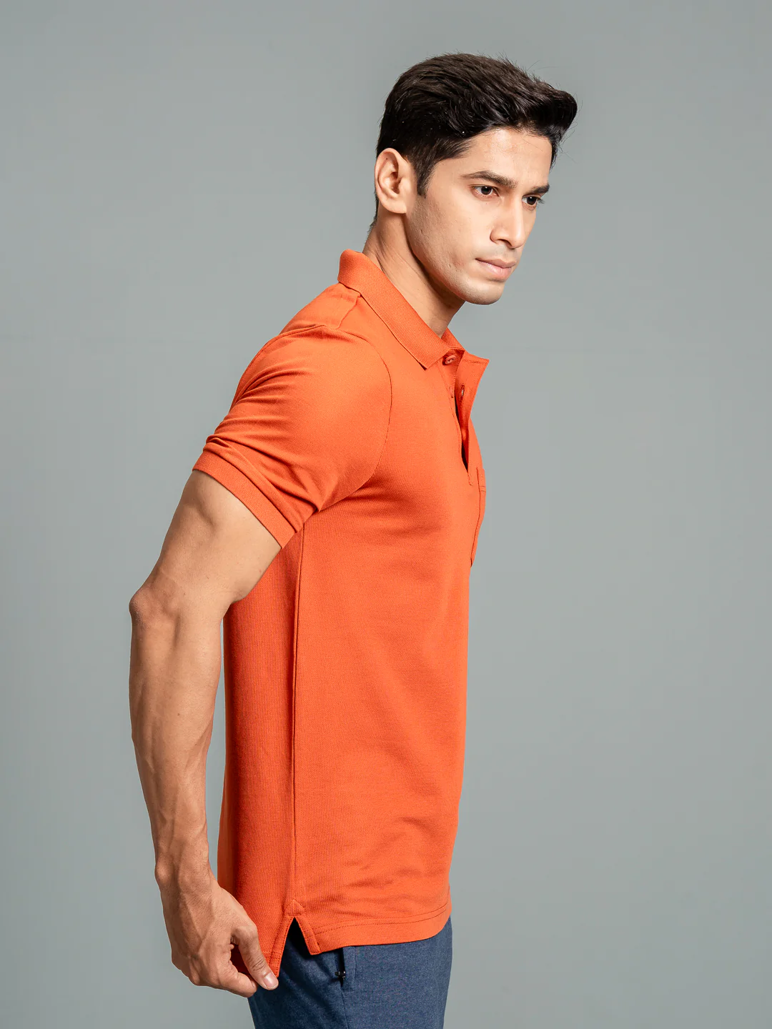 Cotton Rich Pique Polo Burnt Orange - Image 6